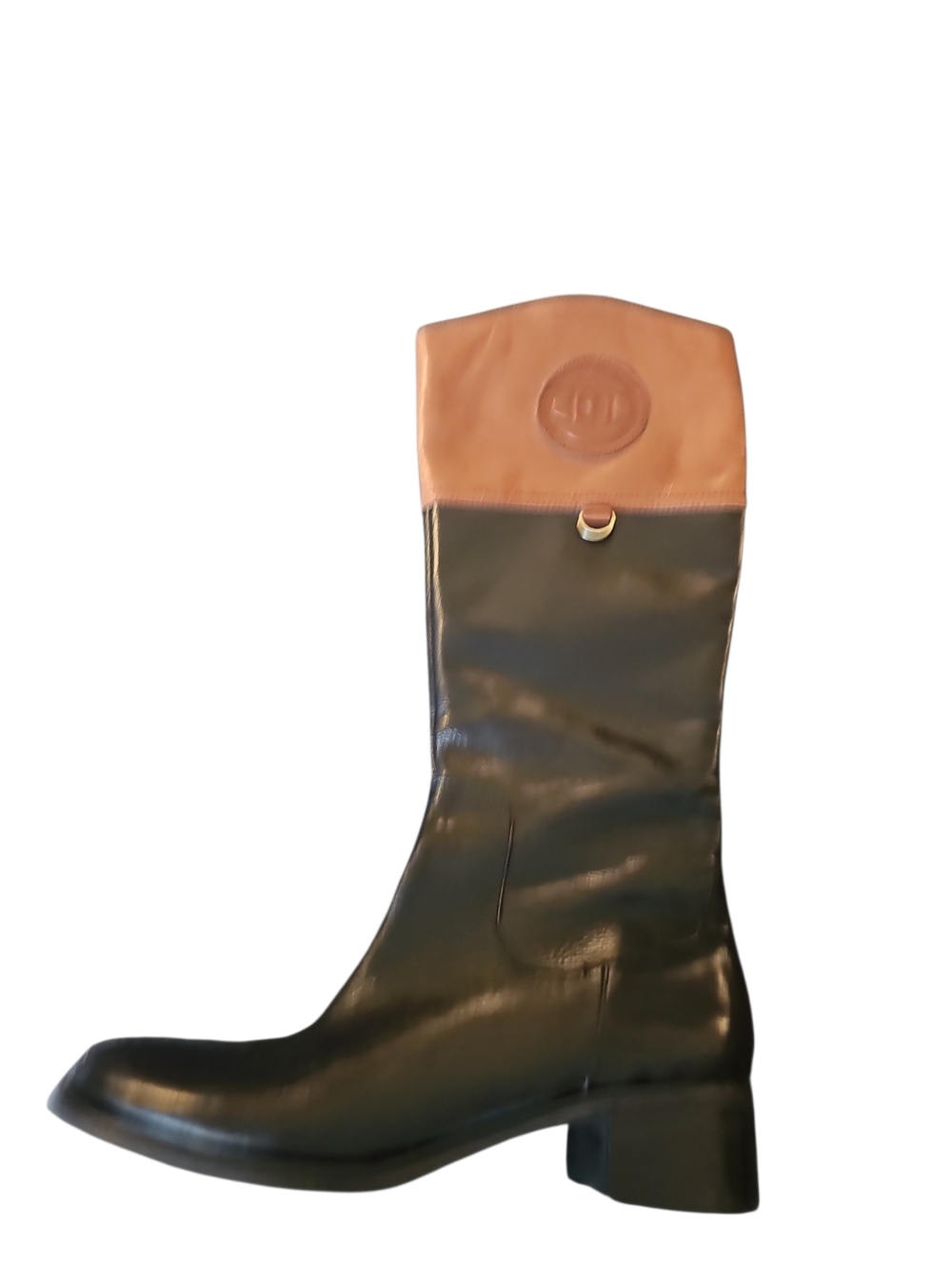 Eitienne Aigner Chastity Two Tone Leather Riding Boots Brown Black Sz 9 - Picture 6 of 8